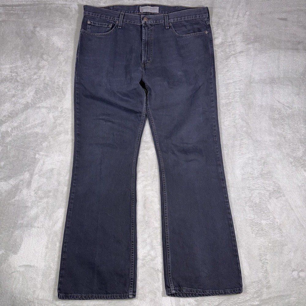 Vintage Y2K Levis 527 Mens Low Rise Boot Fit Jeans Black Dark Wash 38x32